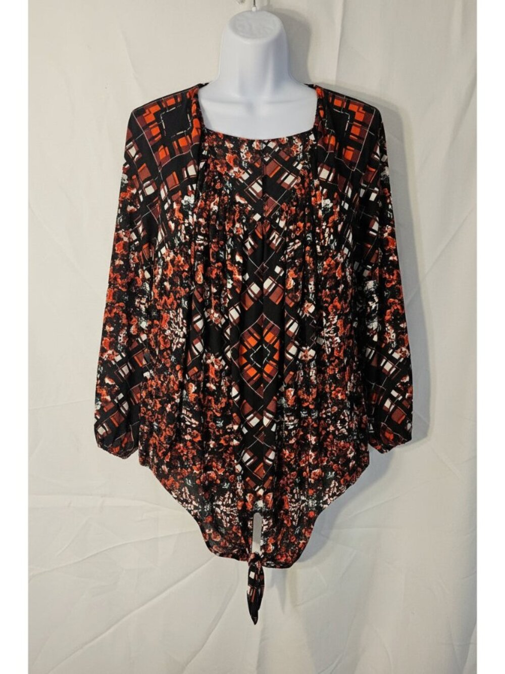 Women's New Directions Mixed Print Tie-Front Top -- Item #2493
